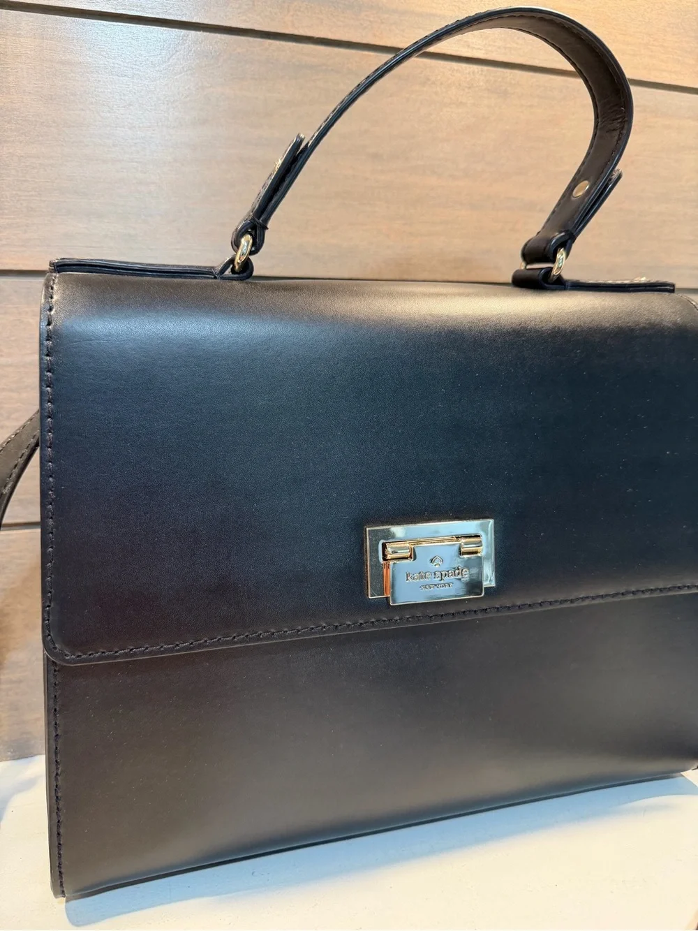 Kate Spade Womens Black Leather Satchel Crossbody Preppy Old Money Rich Mom
